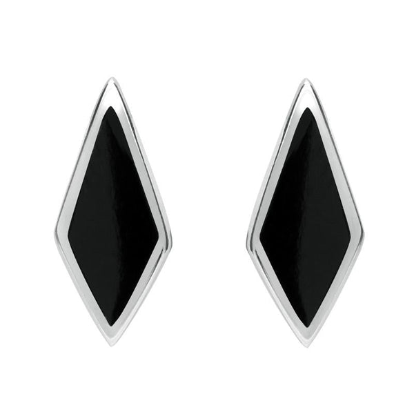 Sterling Silver Whitby Jet Diamond Shaped Stud Earrings E282