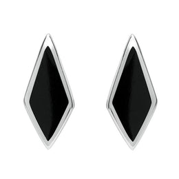 Sterling Silver Whitby Jet Diamond Shaped Stud Earrings E282