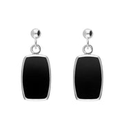 Sterling Silver Whitby Jet Dinky Barrel Drop Earrings E228
