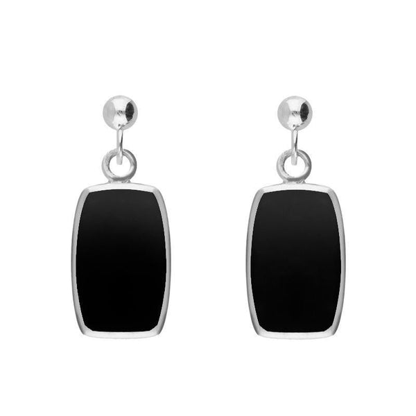 Sterling Silver Whitby Jet Dinky Barrel Drop Earrings E228