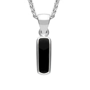 Sterling Silver Whitby Jet Dinky Oblong Necklace. P451.