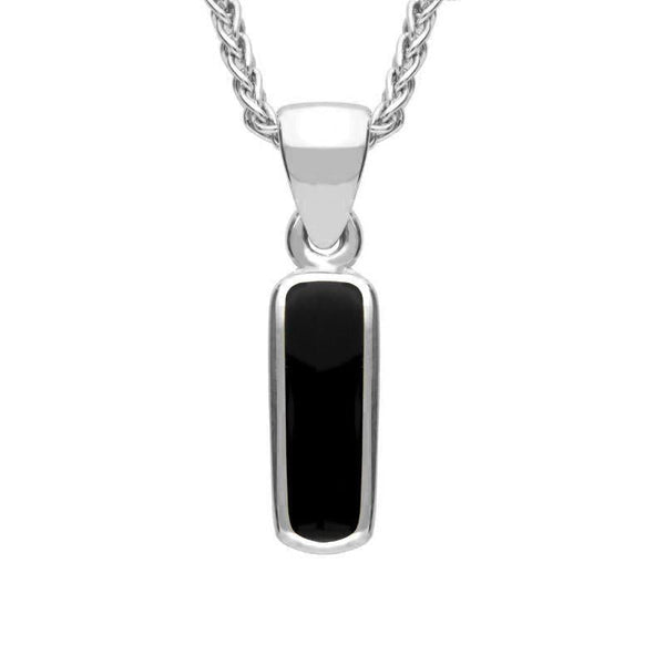 Sterling Silver Whitby Jet Dinky Oblong Necklace. P451.