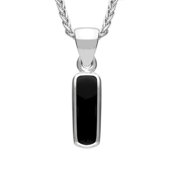 Sterling Silver Whitby Jet Dinky Oblong Necklace. P451.