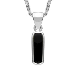 Sterling Silver Whitby Jet Dinky Oblong Necklace. P451.