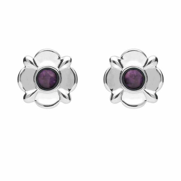 Sterling Silver Blue John Four Petal Flower Stud Earrings E1624