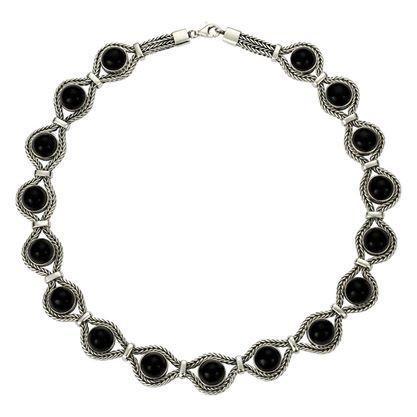 Sterling Silver Whitby Jet Foxtail Seventeen Stone Necklace N498