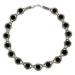 Sterling Silver Whitby Jet Foxtail Seventeen Stone Necklace N498