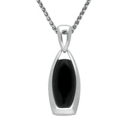Sterling Silver Whitby Jet Barrel Frame Necklace P1396