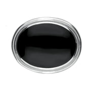 Sterling Silver Whitby Jet Framed Oval Brooch. M086.