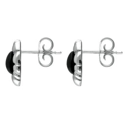 Sterling Silver Whitby Jet Framed Pear Stud Earrings