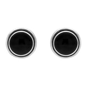 Sterling Silver Whitby Jet Heritage Round Classic Stud Earrings. E116.