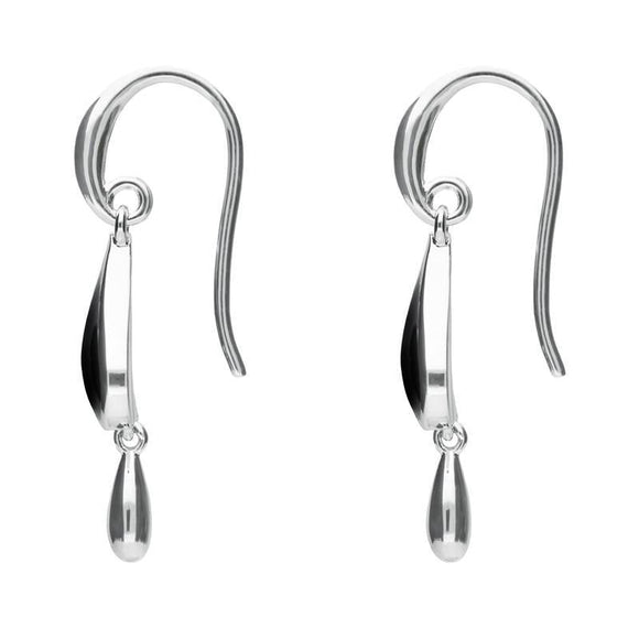 Sterling Silver Whitby Jet Inverted Heart Two Piece Set. S020