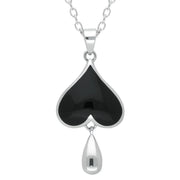 Sterling Silver Whitby Jet Inverted Heart Two Piece Set. S020
