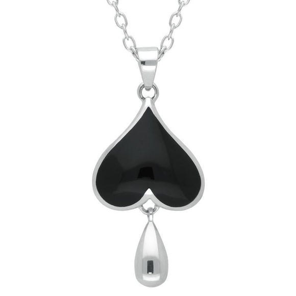 Sterling Silver Whitby Jet Inverted Heart Two Piece Set. S020