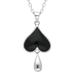 Sterling Silver Whitby Jet Inverted Heart Two Piece Set. S020