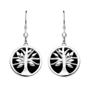 Sterling Silver Whitby Jet Large Round Tree of Life Two Piece Set S063