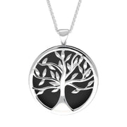 Sterling Silver Whitby Jet Large Round Tree of Life Two Piece Set S063