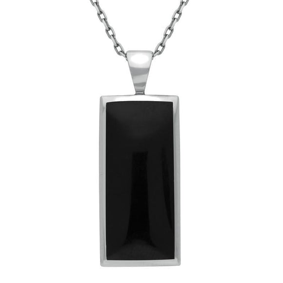 Sterling Silver Whitby Jet Medium Oblong Necklace. P246.