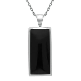 Sterling Silver Whitby Jet Medium Oblong Necklace. P246.