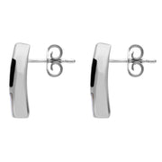 Sterling Silver Whitby Jet Mother of Pearl Three Stone Stud Earrings. E803