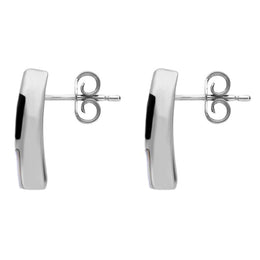 Sterling Silver Whitby Jet Mother of Pearl Three Stone Stud Earrings. E803