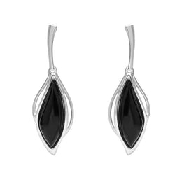 Sterling Silver Whitby Jet Open Marquise Drop Earrings E2437
