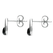 Sterling Silver Whitby Jet Round Open Triangle Stud Earrings E2323