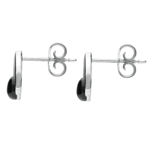 Sterling Silver Whitby Jet Round Open Triangle Stud Earrings E2323