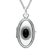 Sterling Silver Whitby Jet Oval Locket. P2089