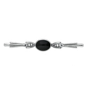 Sterling Silver Whitby Jet Oval Scroll Brooch M063