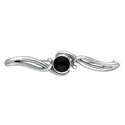 Sterling Silver Whitby Jet Oval Scroll Brooch M103