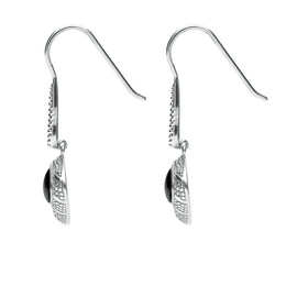Sterling Silver Whitby Jet Oxidised Tear Drop Earrings. E1959.