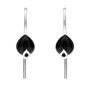 Sterling Silver Whitby Jet Pear Hook Earrings E2317