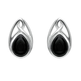 Sterling Silver Whitby Jet Pear Shaped Celtic Four Piece Set. S001 