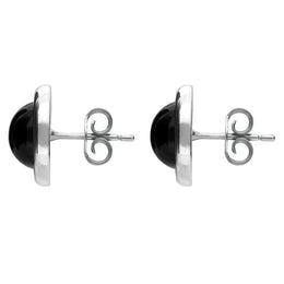 Sterling Silver Whitby Jet Round Stud Earrings E2126 side