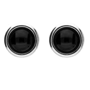 Sterling Silver Whitby Jet Round Stud Earrings E2126