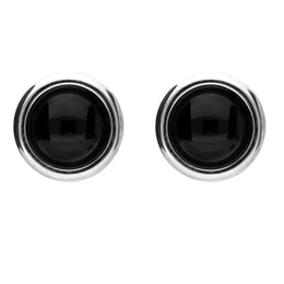 Sterling Silver Whitby Jet Round Stud Earrings E2126