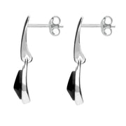 Sterling Silver Whitby Jet Plain Top Pear Drop Earrings E1823