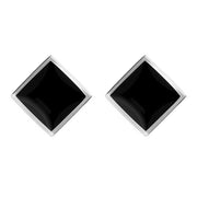 Sterling Silver Whitby Jet Rhombus Earrings. E015