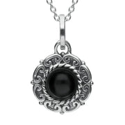 Sterling Silver Whitby Jet Rope Edge Beaded Two Piece Set