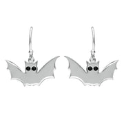 Sterling Silver Whitby Jet Small Bat Two Piece Set