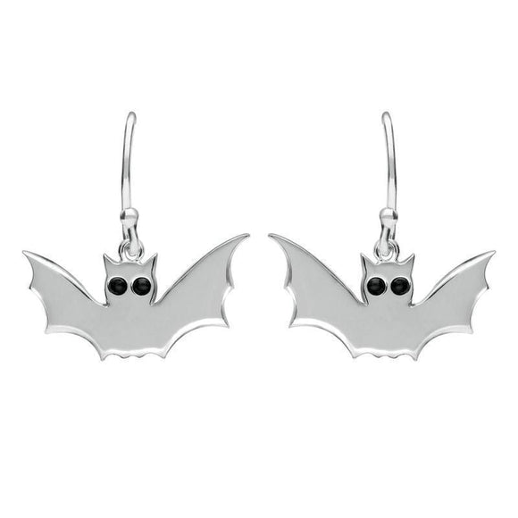 Sterling Silver Whitby Jet Small Bat Two Piece Set