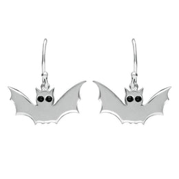 Sterling Silver Whitby Jet Small Bat Two Piece Set