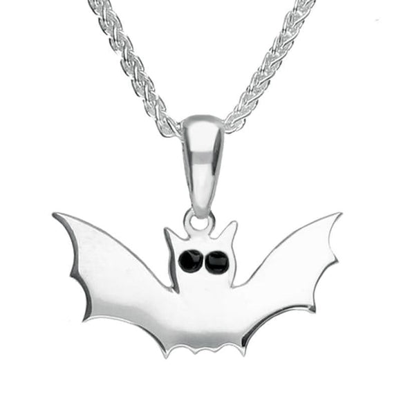 Sterling Silver Whitby Jet Small Bat Two Piece Set