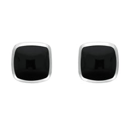 Sterling Silver Whitby Jet Dinky Cushion Stud Earrings E335