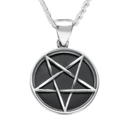 Sterling Silver Whitby Jet Small Inverse Pentagram Necklace, P1863.