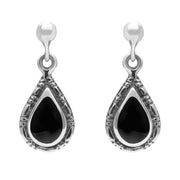 Sterling Silver Whitby Jet Small Pear Drop Earrings E142
