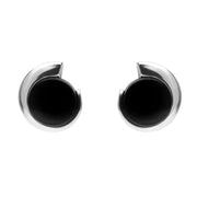 Sterling Silver Whitby Jet Small Swirl Stud Earrings. E1661