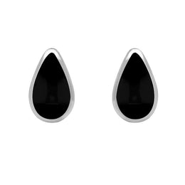 Sterling Silver Whitby Jet Small Teardrop Stud Earrings