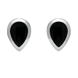 Sterling Silver Whitby Jet Small Teardrop Stud Earrings E768